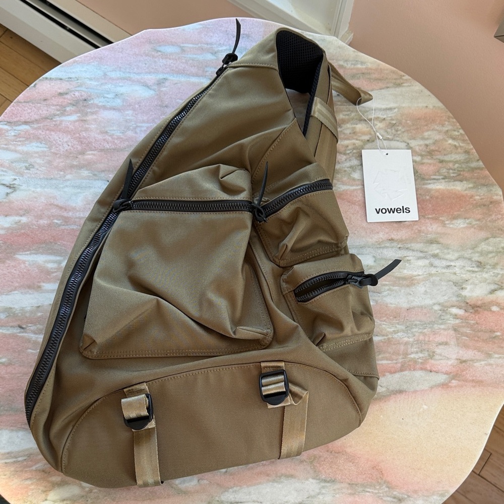 Vowels NWT Men's Khaki Sling Backpack
